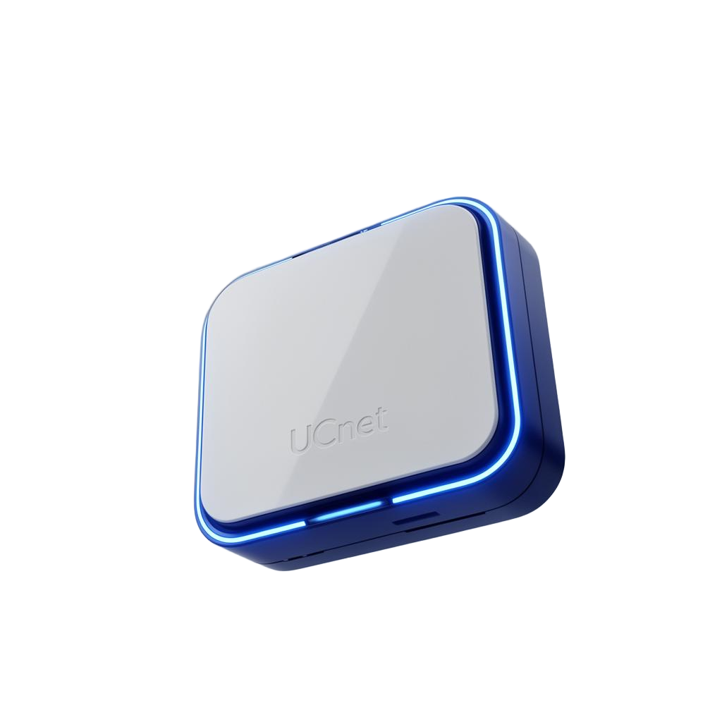 UCnet premium WiFi router with glowing signal